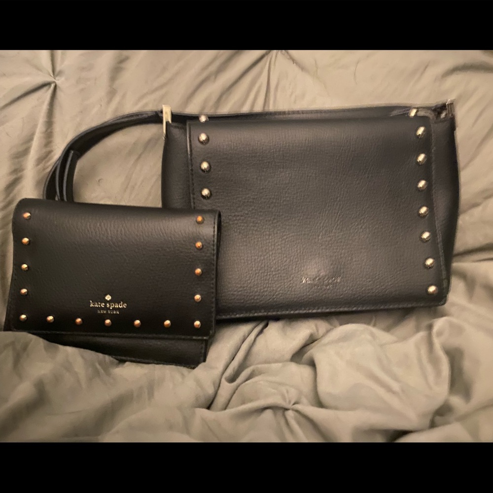 Kate Spade Black Avva Studded Crossbody Bag